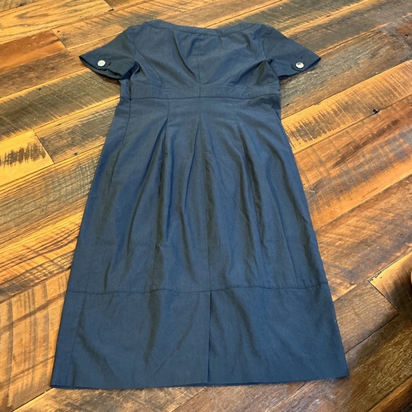 Karen Millen Black Cotton Blend Button Front Sheath Dress Size 8 US - Picture 4 of 11